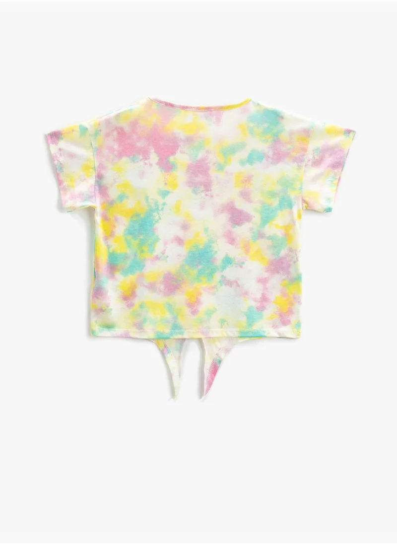 كوتون Tie-Dye Patterned T-Shirt Short Sleeve Round Neck