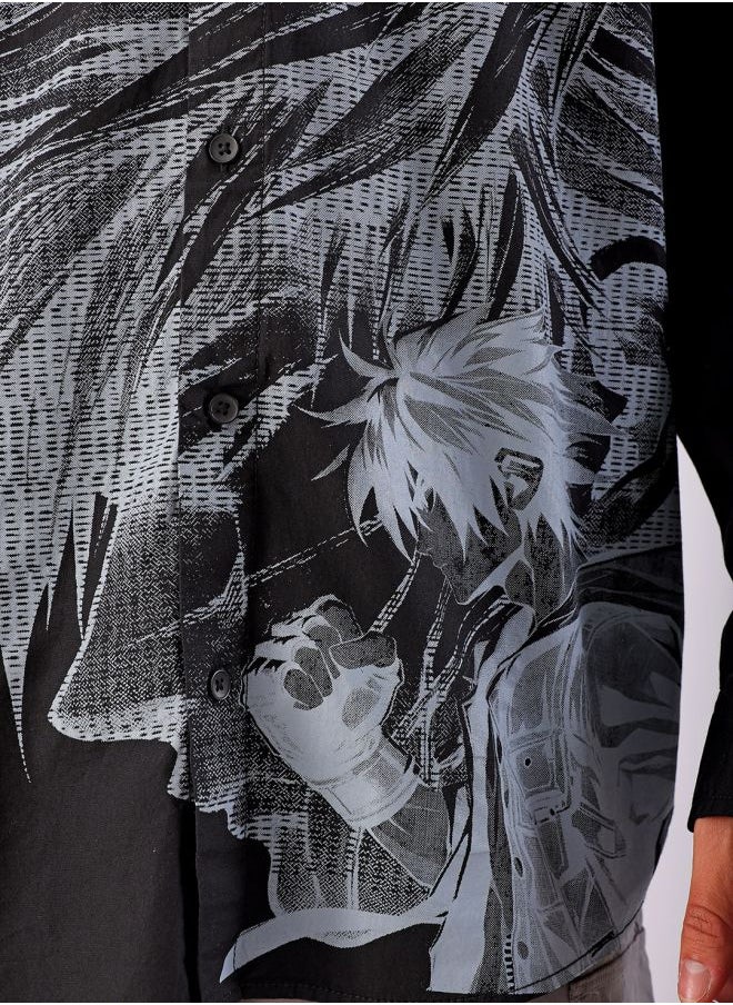 The Indian Garage Co Men Oversized Graphic Print Full Sleeves Cutaway Collar Street Wear Shirt  - Image 5