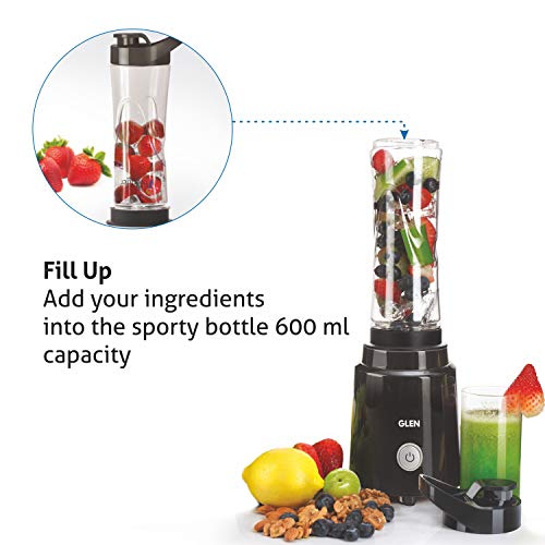 Glen Electric Personal Blender 200W 0.6 Litres BPA free Bottle with carry handle - Black (4047 BL), 2 Years Warranty - Image 2