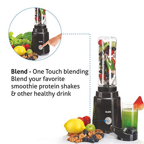 Glen Electric Personal Blender 200W 0.6 Litres BPA free Bottle with carry handle - Black (4047 BL), 2 Years Warranty - Image 4