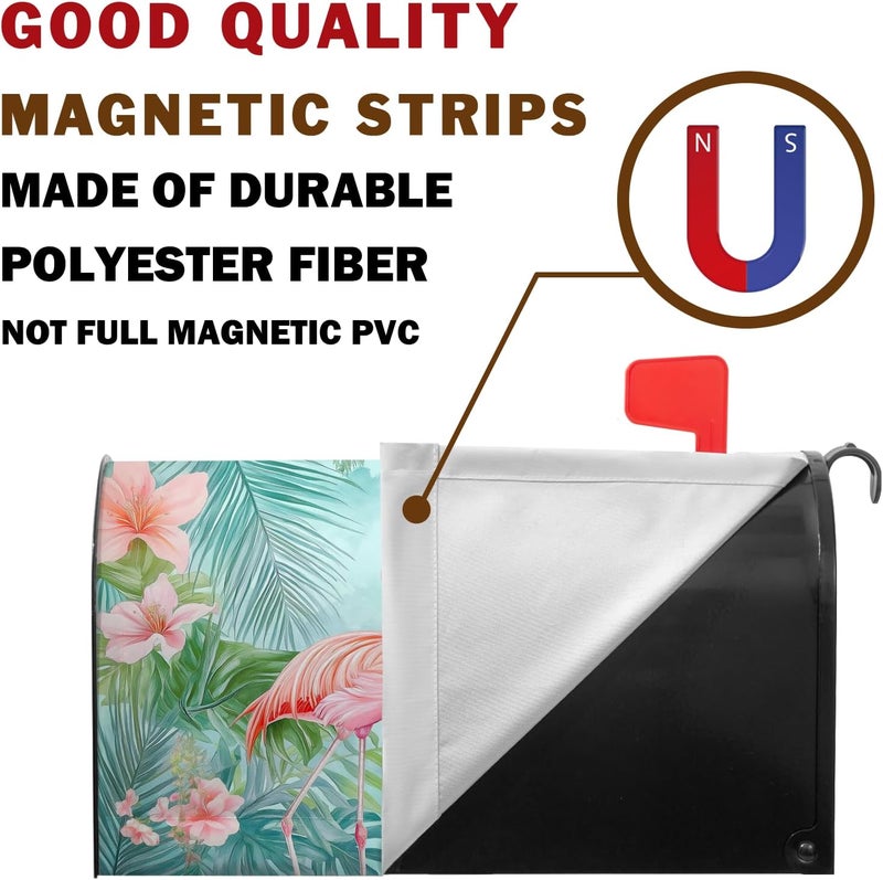 Farg Summer Flamingos Mailbox Covers Magnetic Tropical Palm Mailbox Cover Standard Size 21 x 18 Inch Beach Floral Mail Box Wraps for Farmhouse Garden Yard Decor - Image 4