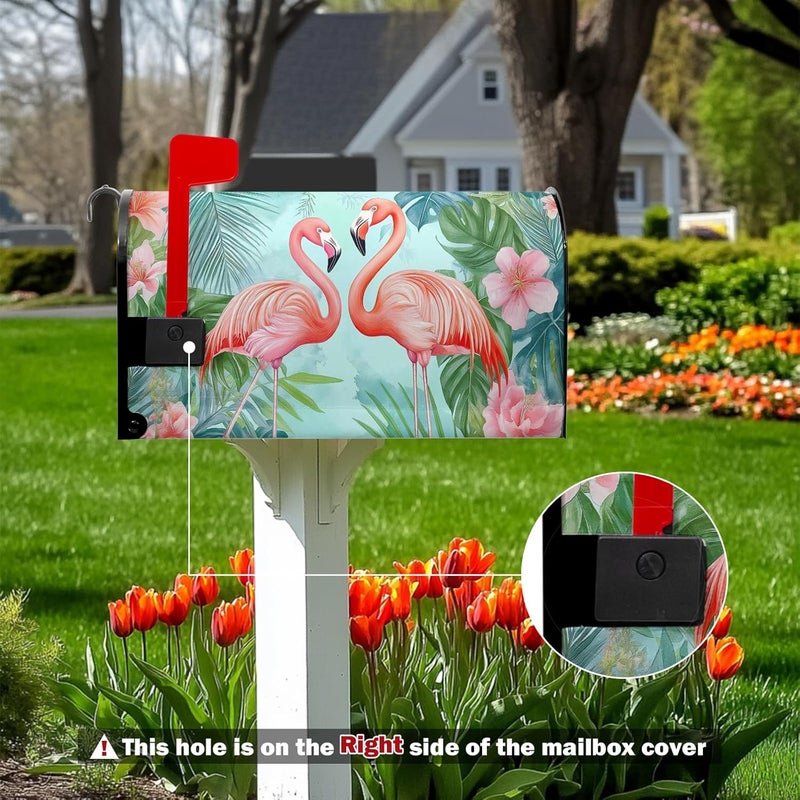 Farg Summer Flamingos Mailbox Covers Magnetic Tropical Palm Mailbox Cover Standard Size 21 x 18 Inch Beach Floral Mail Box Wraps for Farmhouse Garden Yard Decor - Image 5