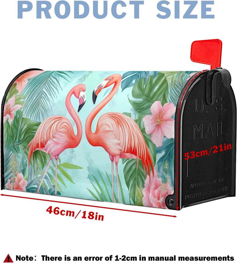Farg Summer Flamingos Mailbox Covers Magnetic Tropical Palm Mailbox Cover Standard Size 21 x 18 Inch Beach Floral Mail Box Wraps for Farmhouse Garden Yard Decor - Image 3