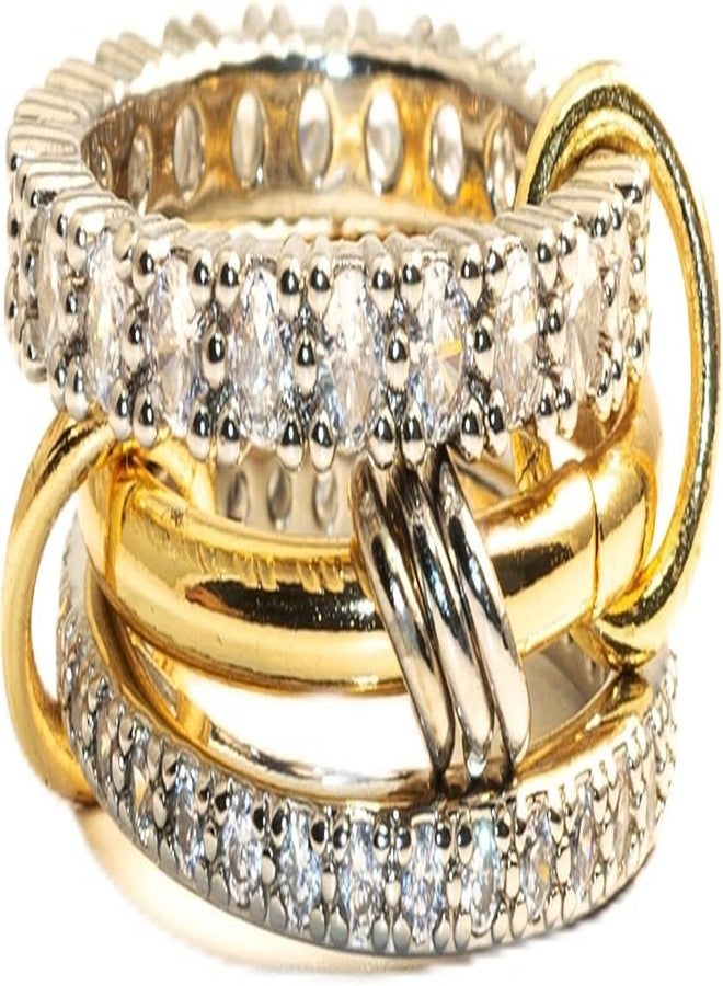 OANM studio Elegant Stackable Rings for Women 18k Gold Plated Non-Tarnish, Dainty Cubic Zirconia CZ Knuckle Rings Set, Adjustable Minimalist Jewelry Gift for Wedding Anniversary Everyday Wear (10) - Image 1