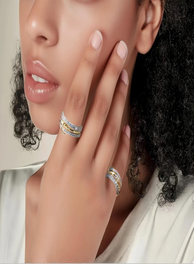 OANM studio Elegant Stackable Rings for Women 18k Gold Plated Non-Tarnish, Dainty Cubic Zirconia CZ Knuckle Rings Set, Adjustable Minimalist Jewelry Gift for Wedding Anniversary Everyday Wear (10) - Image 2