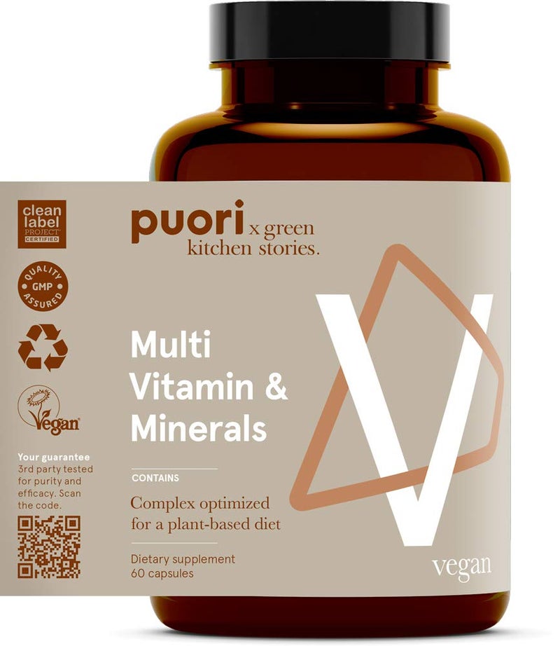 Puori MultiVitamin and Mineral Complex 60 Vegan Capsules Vegan Certified with 13 Essential Vitamin and 9 Minerals for Overall Health Nervous and Immune System DairyFree Vegetarian