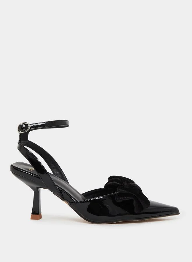 Styli Styli Patent Bow Accent Pointed Toe Sandals