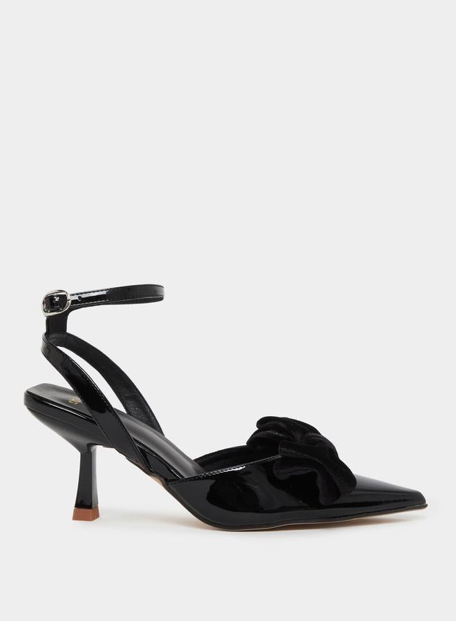 Styli Patent Bow Accent Pointed Toe Sandals - Image 1