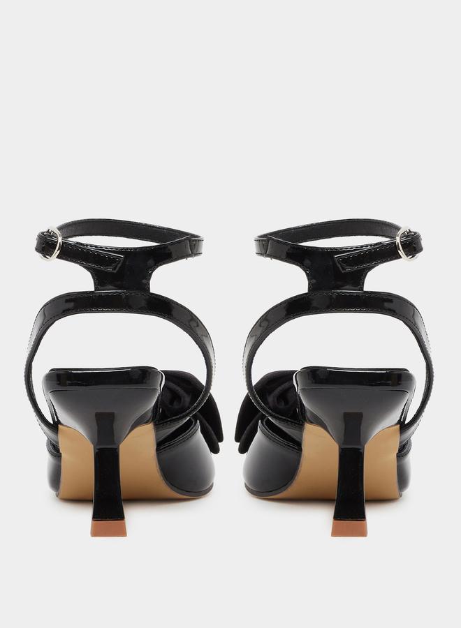 Styli Patent Bow Accent Pointed Toe Sandals - Image 4