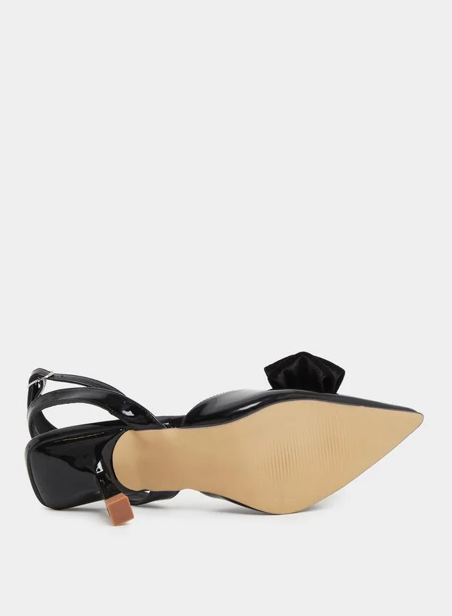 Styli Styli Patent Bow Accent Pointed Toe Sandals