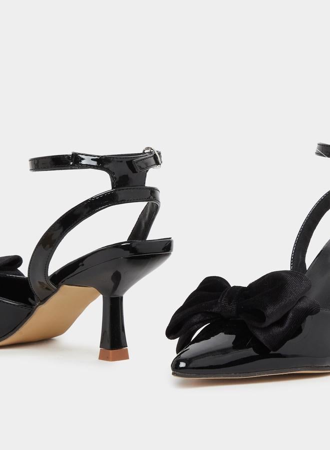 Styli Patent Bow Accent Pointed Toe Sandals - Image 3