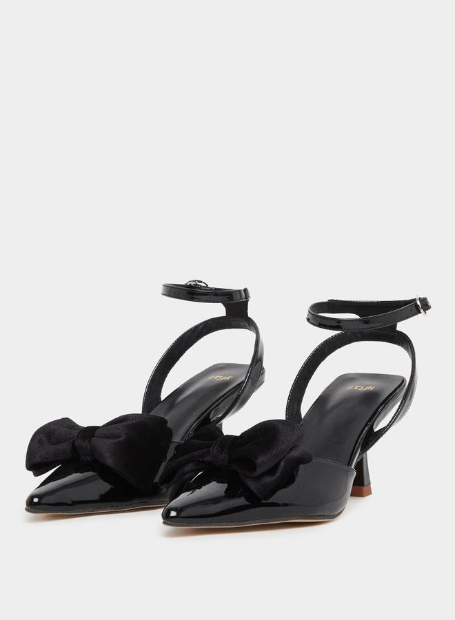 Styli Patent Bow Accent Pointed Toe Sandals - Image 2