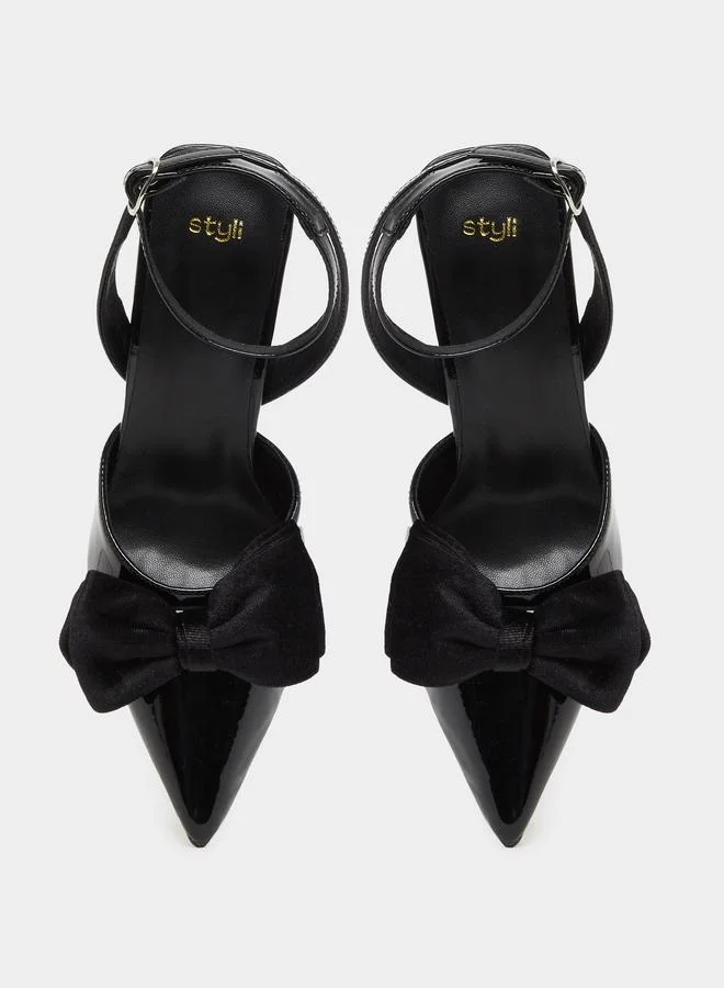 Styli Styli Patent Bow Accent Pointed Toe Sandals
