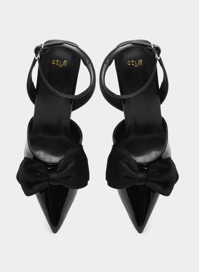 Styli Patent Bow Accent Pointed Toe Sandals - Image 5
