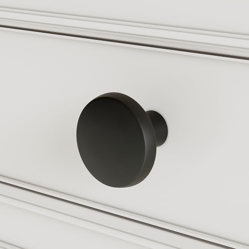 homdiy 25 Pack Black Cabinet Knobs Round Matte Kitchen Handles Zinc Alloy Metal Hardware for Dresser Drawer Desk Cupboard - Image 3