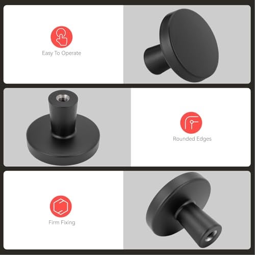 homdiy 25 Pack Black Cabinet Knobs Round Matte Kitchen Handles Zinc Alloy Metal Hardware for Dresser Drawer Desk Cupboard - Image 4