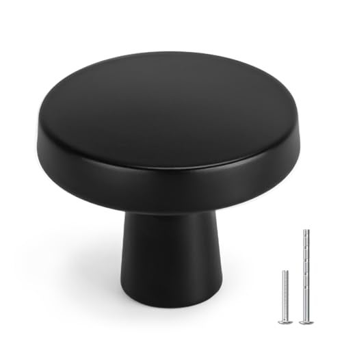 homdiy 25 Pack Black Cabinet Knobs Round Matte Kitchen Handles Zinc Alloy Metal Hardware for Dresser Drawer Desk Cupboard - Image 1