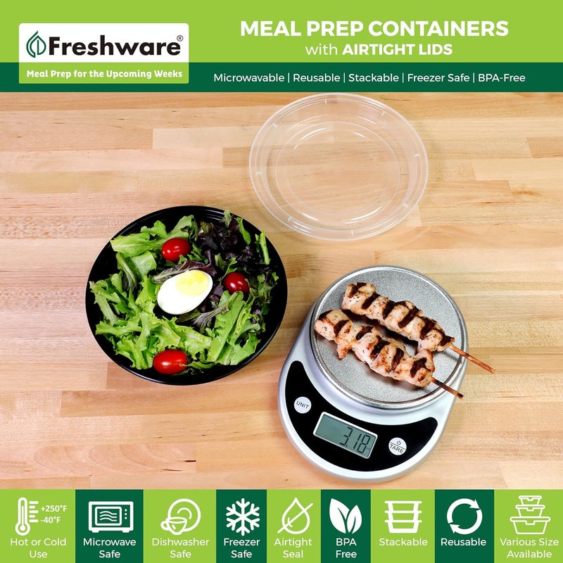 Freshware حاويات تحضير الوجبات من فريش وير مع أغطية - 30 حزمة حاويات تخزين الطعام صندوق بنتو خالية من BPA قابلة للتكديس آمنة في الميكروويف وغسالة الصحون والفريزر 28 أونصة - Image 2