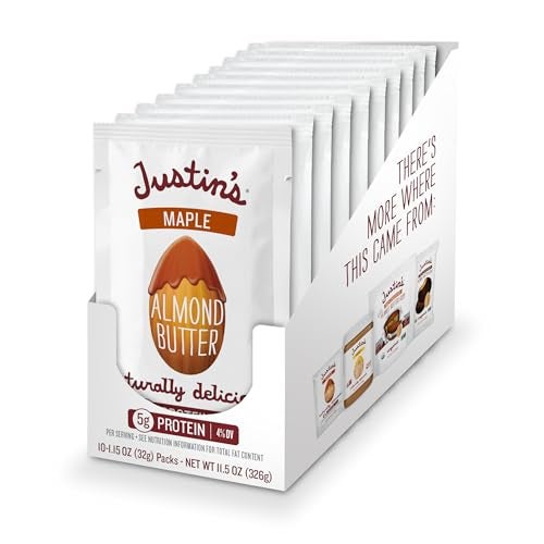 Justin's Maple Almond Butter Squeeze Packs, Gluten-Free, Non-GMO, Responsibly Sourced, 1.15 Ounce (10 Pack) - Image 1