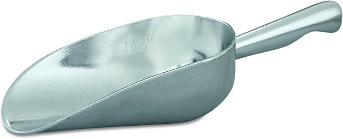 ALS5 5 OZ CAPACITY 5 LENGTH X 238 WIDTH MIRROR FINISH HEAVY DUTY CAST ALUMINUM SCOOP WITH CONTOURED HANDLE