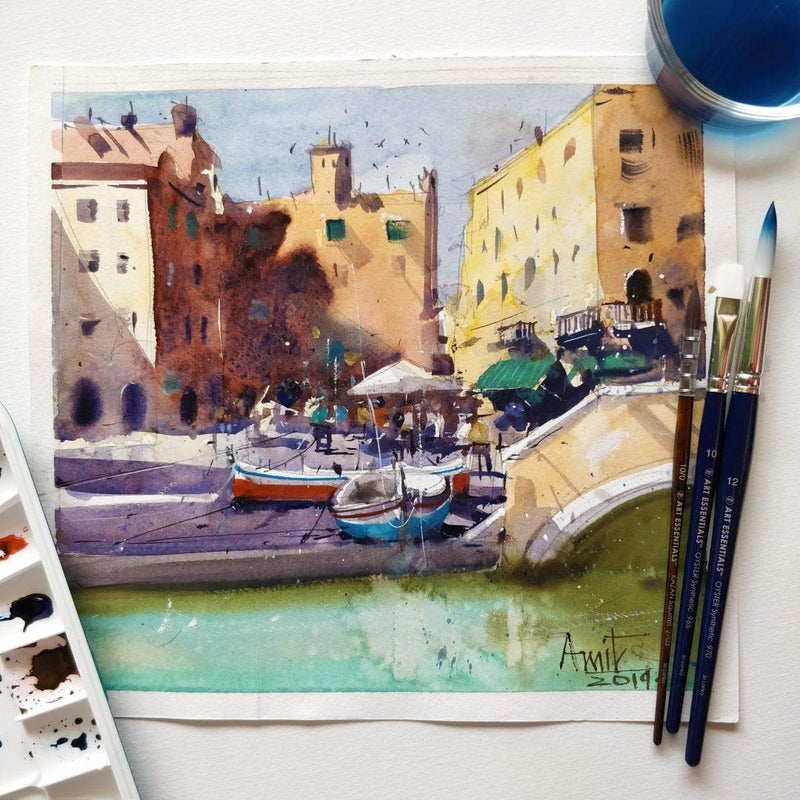 Art Essentials ورق مائي للفنانين من آرت إيسينشالز A4 أبيض طبيعي مضغوط بارد 300 GSM 100% قطن، عبوة من 10 أوراق، أوراق خالية من الحمض للرسم بالألوان المائية، الغواش، الحبر، الأكريليك، الوسائط المختلطة، الرسم، التلوين - Image 2