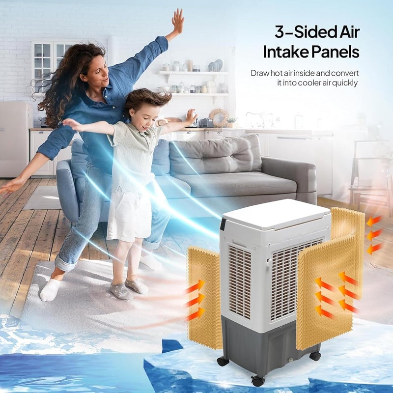 TDOO Portable Evaporative Cooler, 4800 CFM Swamp Cooler with 40L Tank, 120° Oscillation, 3 Speeds & Remote Control for Large Room, Garage, Yard, Commercial Use (40 Liters) - Image 4
