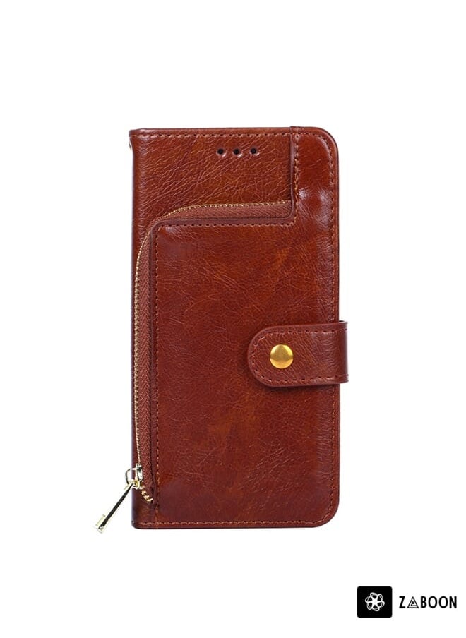 Green Tiger - For vivo X80 China Zipper Bag Leather Phone Case(Brown) - Image 1