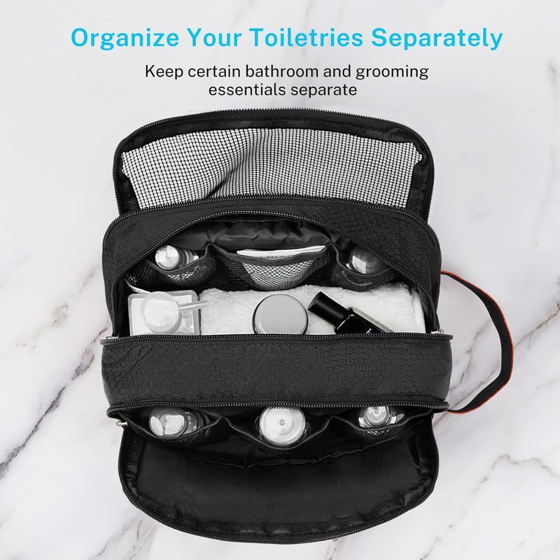 Gonex Travel Toiletry Bag Nylon, Toiletries Kit Shaving Bag Toiletry Organizer Black & Orange - Image 4