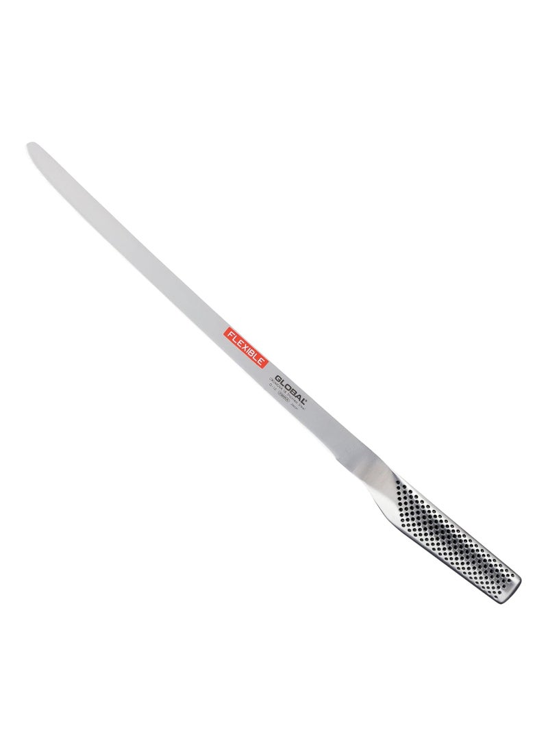 Global Salmon Slicer 31 Cm. Stainless Steel. Ergonomic Dimpled Handles Ensures Safe Grip. Perfectly Balanced. Handcrafted In Japan. - Image 1
