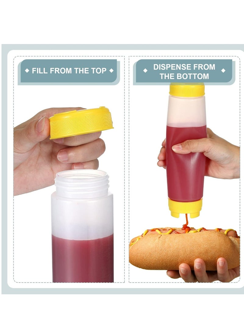 Oasisgalore 3 Pcs 16 oz Inverted Plastic Squeeze Bottles, Condiment Squeeze Bottle for Restaurants (Yellow)  - Image 5