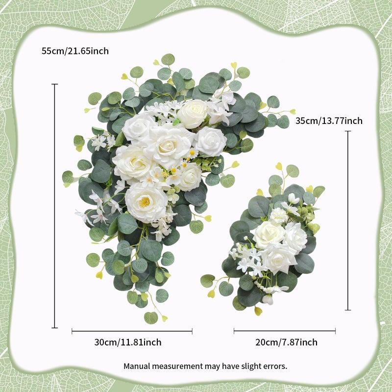 Odouzy Artificial Wedding Arch Flowers for Wedding Sign,Set of 2 for Wedding Welcome Ceremony Sign,Faux Floral Swags,Wedding, Banquet and Reception Backdrop Floral Decoration (White Champagne) - Image 2