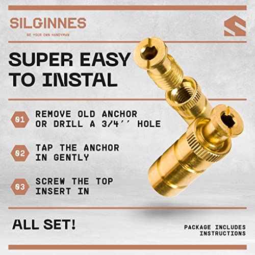 Silginnes Pool Cover Anchors Concrete and Pavers Deck 20 Pack - Universal Size Fits 3/4" Hole - Best for Pool Safety Cover Installation - Durable Brass Pool Cover Anchors and Head Screw Bolts - Image 5