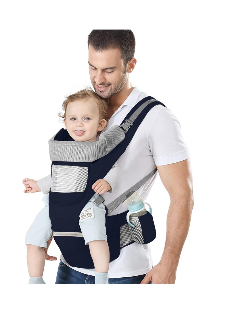 SYOSI Baby Carrier Ergonomic Infant Carrier with Hip Seat Kangaroo Bag Soft Baby Carrier Newborn to Toddler 7-45lbs Front and Back Baby Holder Carrier for Men Dad Mom - Image 1
