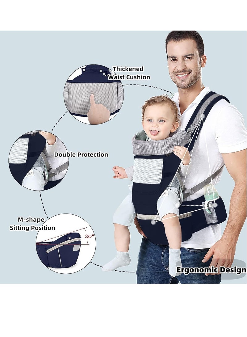 SYOSI Baby Carrier Ergonomic Infant Carrier with Hip Seat Kangaroo Bag Soft Baby Carrier Newborn to Toddler 7-45lbs Front and Back Baby Holder Carrier for Men Dad Mom - Image 3