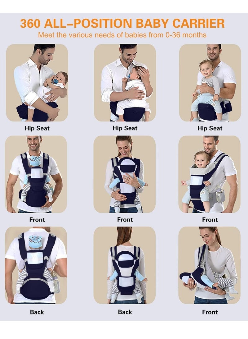 SYOSI Baby Carrier Ergonomic Infant Carrier with Hip Seat Kangaroo Bag Soft Baby Carrier Newborn to Toddler 7-45lbs Front and Back Baby Holder Carrier for Men Dad Mom - Image 5