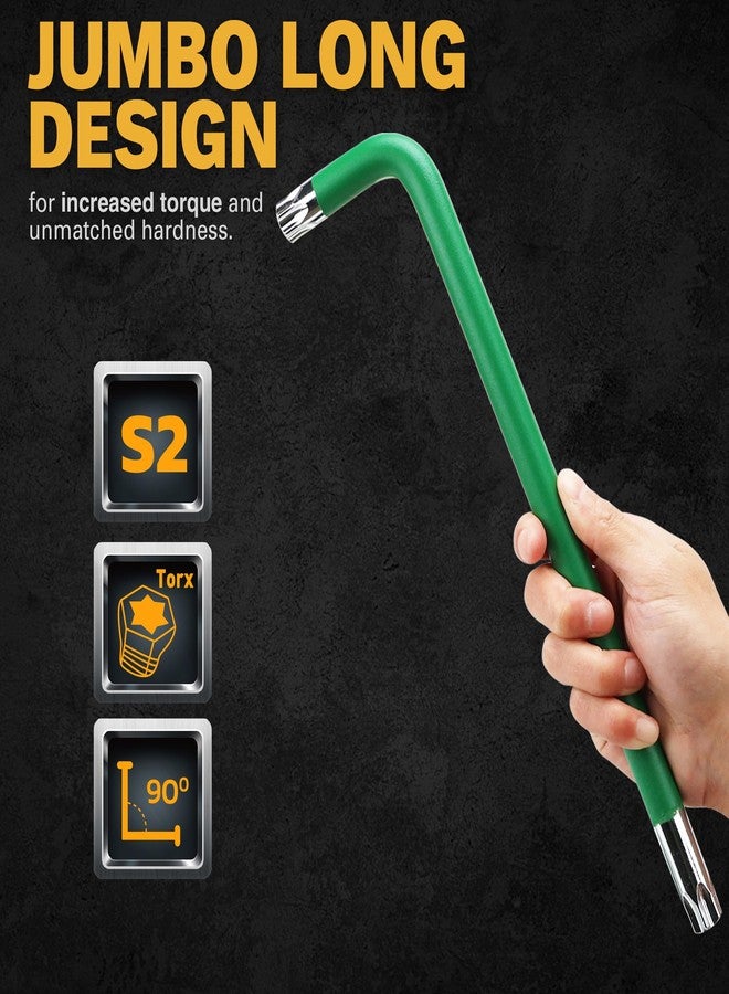 ELEAD طقم مفاتيح توركس جامبو من ELEAD | مفاتيح نجمة S2 متينة من 13 قطعة | تصميم ذراع طويل على شكل حرف L | مقاسات من T10 إلى T80 | سيارات | ميكانيكا | أثاث | أدوات احترافية - Image 5