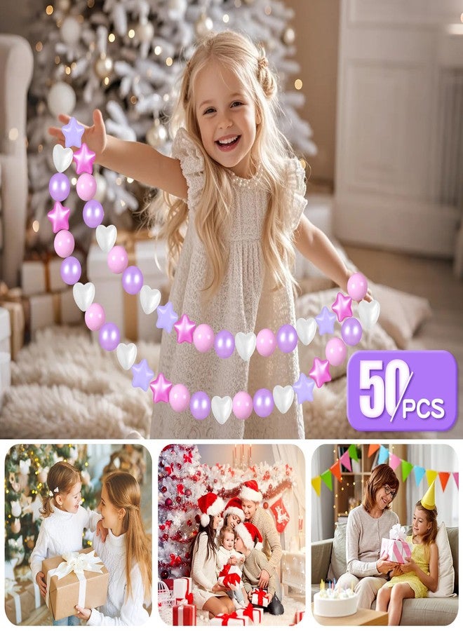 GOGOSO Ball Pit Balls,Plastics Balls for Ball Pit, Stars Hearts Shape for PastelBall for Toddlers Kids, Pear Pink Purple White, 50pcs - Image 3