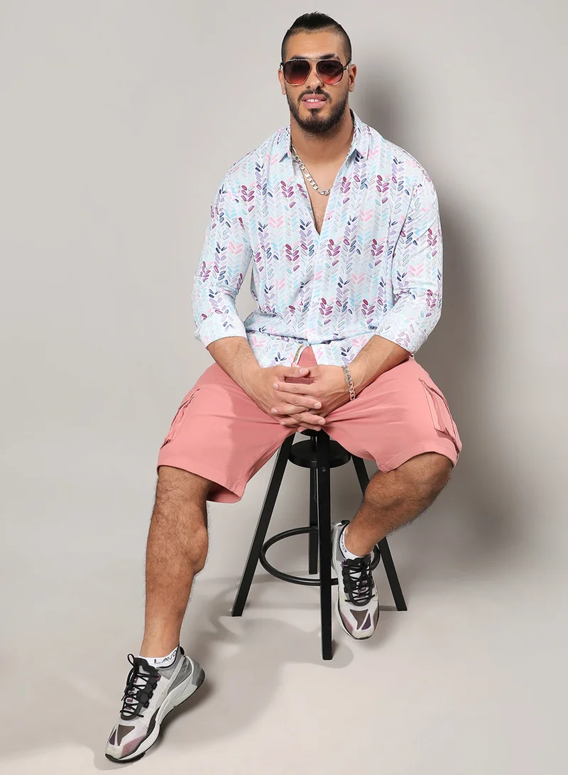 Instafab Plus Instafab Plus Men's Multicolour Abstract Print Shirt For Casual Wear | Spread Collar | Long Sleeve | Button Closure | Heavy Rayon Shirts Crafted With Comfort Fit For Everyday Wear
