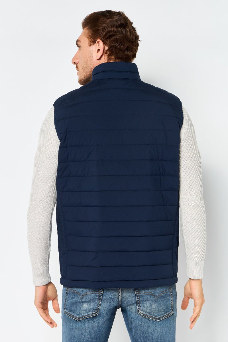 Michael Kors Men Brand Logo Puffer Vest, Navy - Image 4
