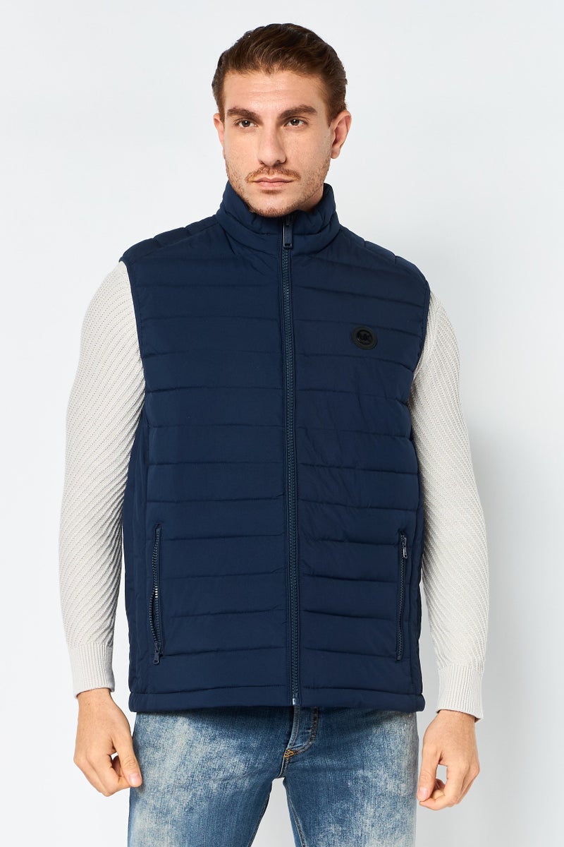 Michael Kors Men Brand Logo Puffer Vest, Navy - Image 1