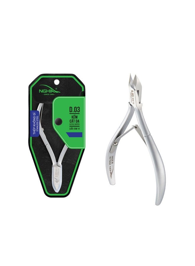 NGHIA Cuticle Nipper - D-03 Jaw 16 | Stainless Steel | Durable And Sharp | Ergonomic Design | Grey Plated | Ideal For Salons And Home Use - Image 1