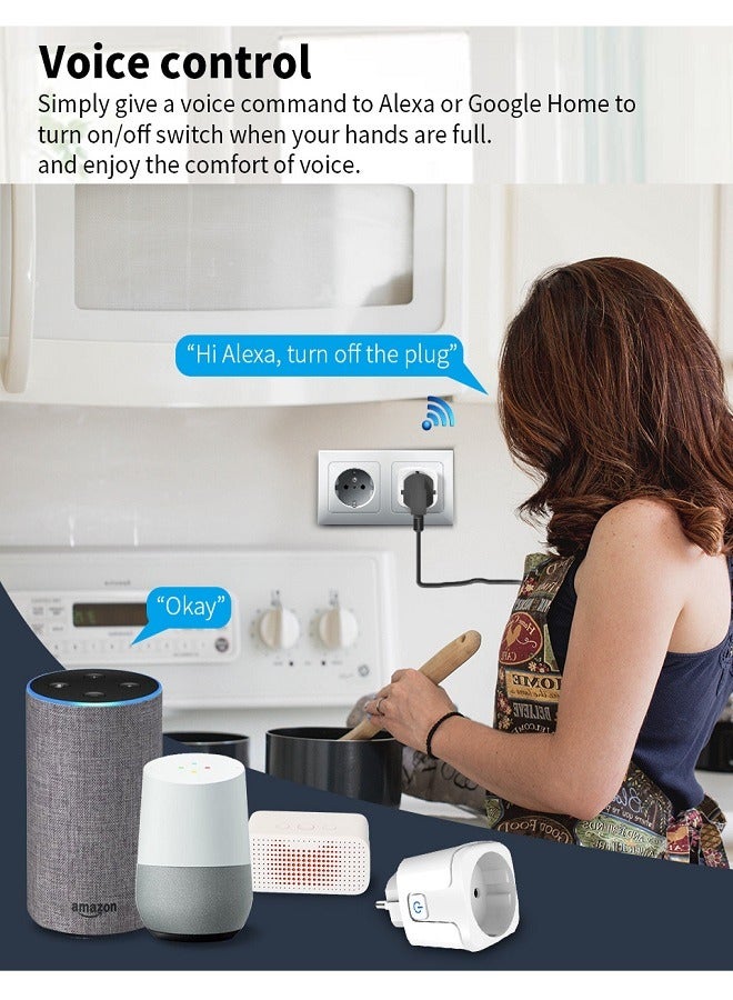 Mini WiFi Smart Plug, Compact Smart Outlet, Voice Control, Compatible with Alexa and Google Assistant, Remote Control via Smartphone (2.17 x 2.05 inches)  - Image 4