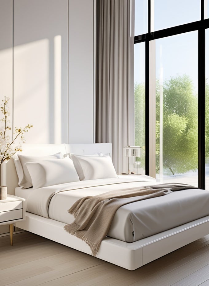 HOME KING FLAT SHEET BEDSHEET 210 THREAD COUNT LUXURIOUS MERCERIZED 100% COTTON BEDDING SOLID BED LINEN WITH 2 PILLOW CASE - WHITE (2.24M X 2.54 M)