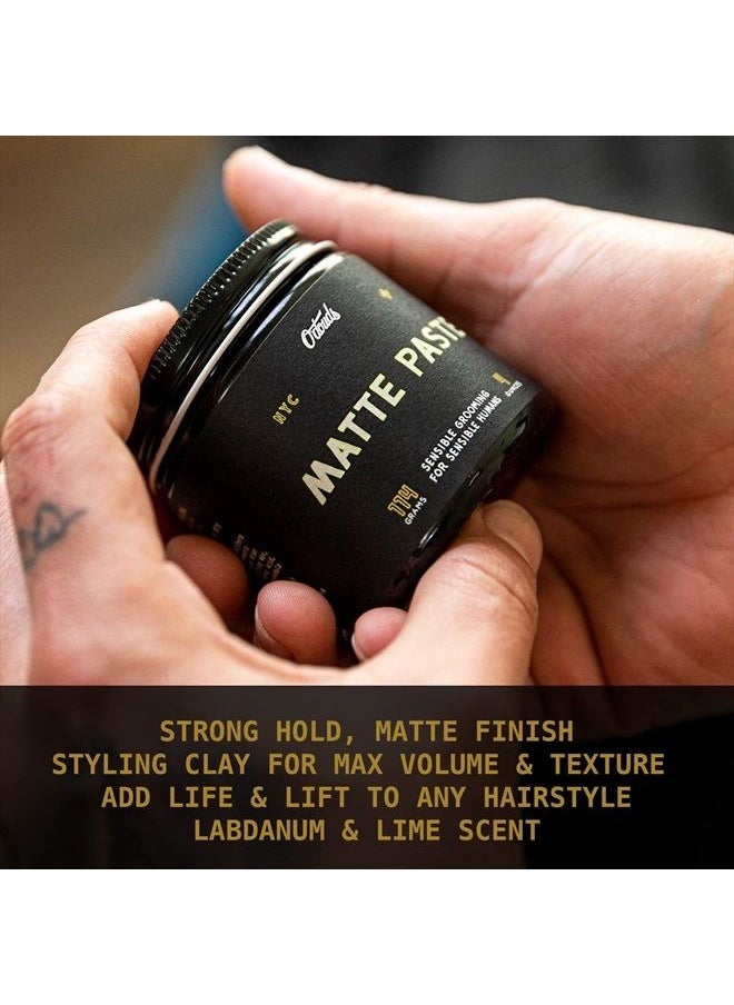 O'Douds - Matte Paste - Natural Styling Clay for Men - Strong Hold for Maximum Volume & Texture with Matte Finish - Vegan & Plant-Based - Labdanum & Lime Scent (4oz) - Image 1