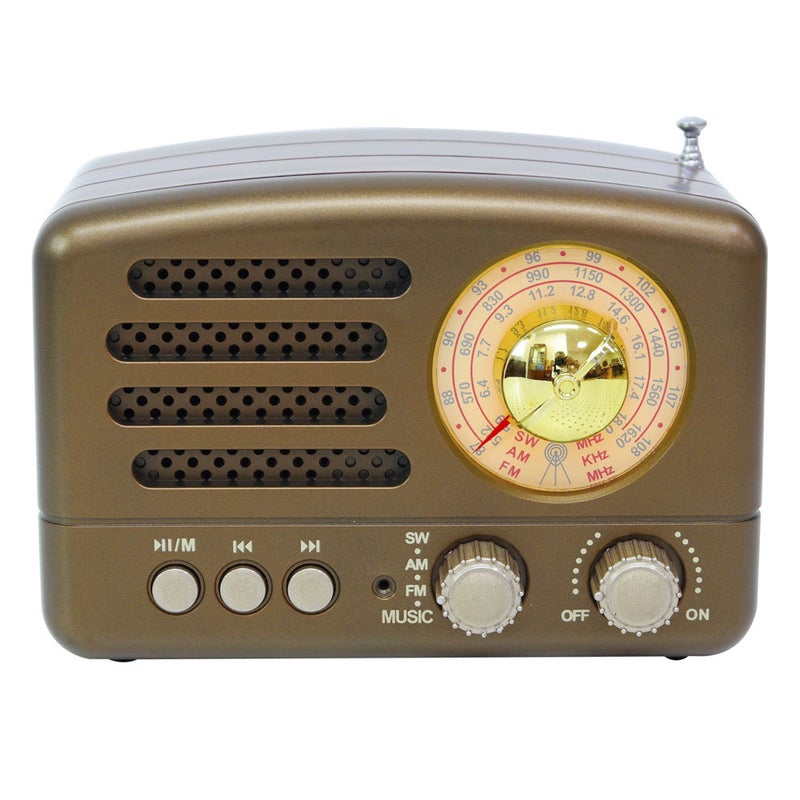 Portable Vintage Radio: Coffee, 3W Magnetic Speaker, DSP Chip, 270º Tuner - Supports TF Card Up to 32GB, BT & AUX, MP3 Player Function for Home Outdoor Use - Image 1
