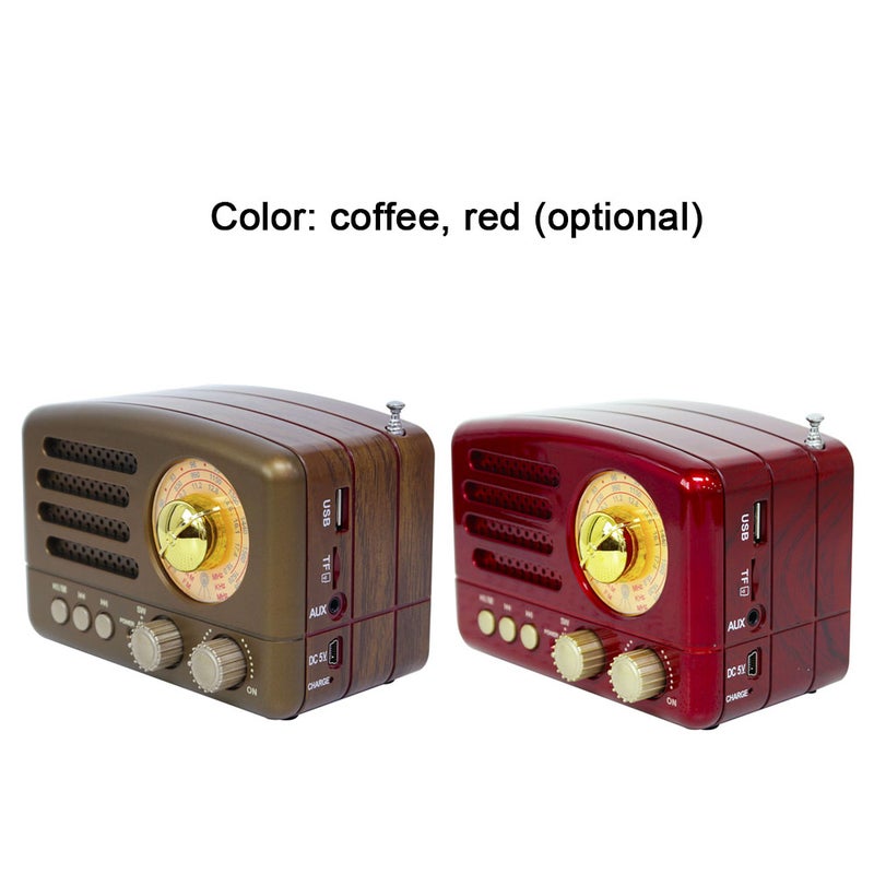 Portable Vintage Radio: Coffee, 3W Magnetic Speaker, DSP Chip, 270º Tuner - Supports TF Card Up to 32GB, BT & AUX, MP3 Player Function for Home Outdoor Use - Image 2