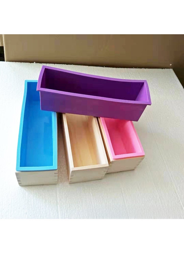 Arabest Handmade soap mold wooden box silicone mold two-in-one set rectangular silicone 1200g soap mold wholesale Purple 