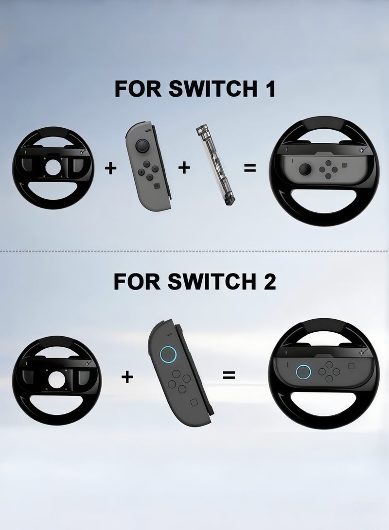 CoolRabbie Steering Wheel for Nintendo Switch 2/1 Joy-Con, Racing Wheel Compatible with NS2/NS/OLED for Mario Kart World 2025, with 6 Pcs Thumb Grip Caps for Joy-Con 2 Controllers - Image 3