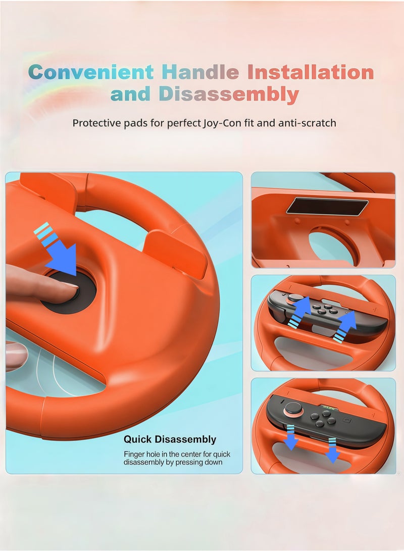 CoolRabbie Steering Wheel for Nintendo Switch 2/1 Joy-Con, Racing Wheel Compatible with NS2/NS/OLED for Mario Kart World 2025, with 6 Pcs Thumb Grip Caps for Joy-Con 2 Controllers - Image 5