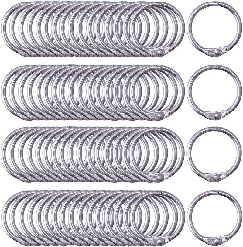 Antner 120PCS 1 Inch Loose Leaf Binder Rings - 25mm Nickel Plated Small Metal Book Rings Keyrings for Paper, Index Cards, Flashcards, Keychains, Crafts, Home & Office Organization, Silver - Image 1